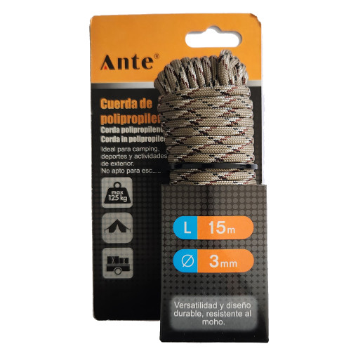 Cuerda multipropósito 15 metros de 3mm hasta 125 KG