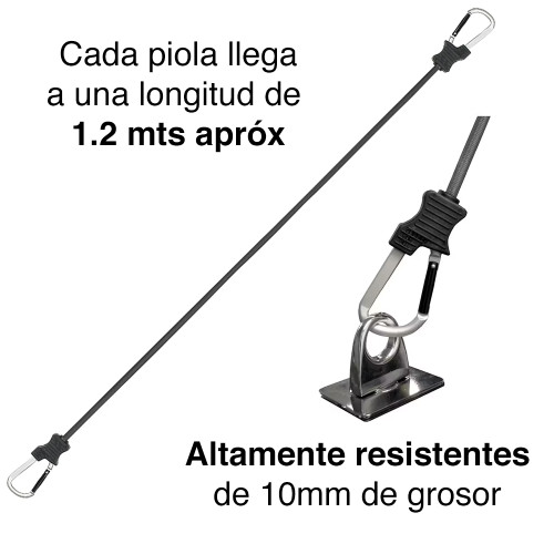 Piola cuerda Elasticada Mosquetón gancho Pack 2 Piola cuerda Elasticada Mosquetón gancho Pack 2