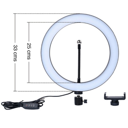Aro Anillo Luz led tripode iluminación ajustable 33 cms 