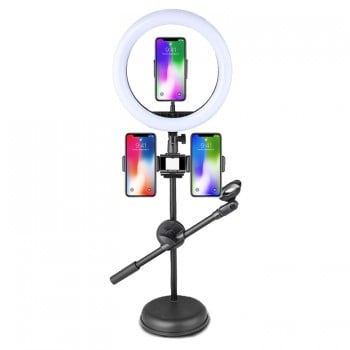 Soporte Stand Micrófono Celular Aro Luz 26 cms