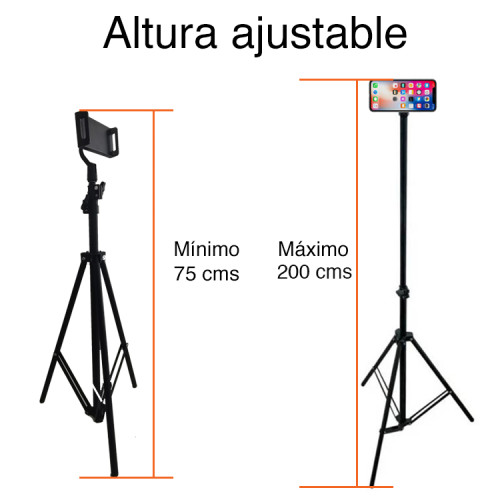 Trípode para celular y tablets hasta 200 cms