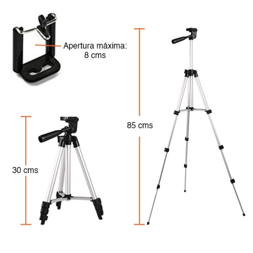 Trípode para celular y cámara ajustable 4 niveles