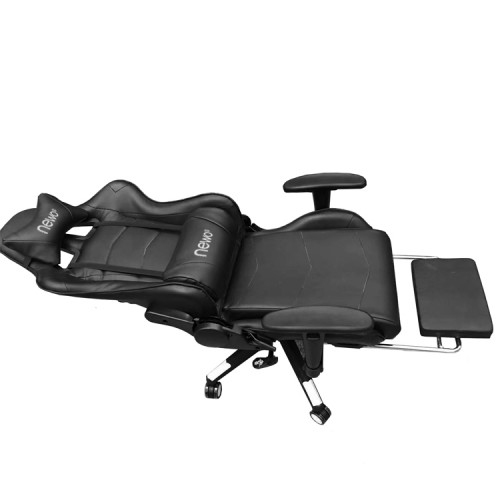Silla Gamer Negra Ergonómica con apoya reposa pies 