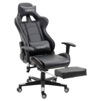 Silla Gamer Negra Ergonómica con apoya reposa pies 