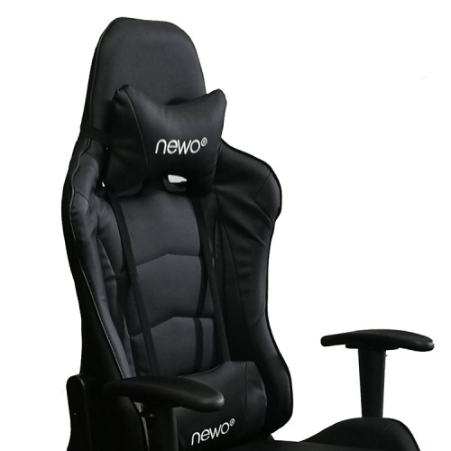 Silla Gamer Negra Ergonómica con apoya reposa pies 
