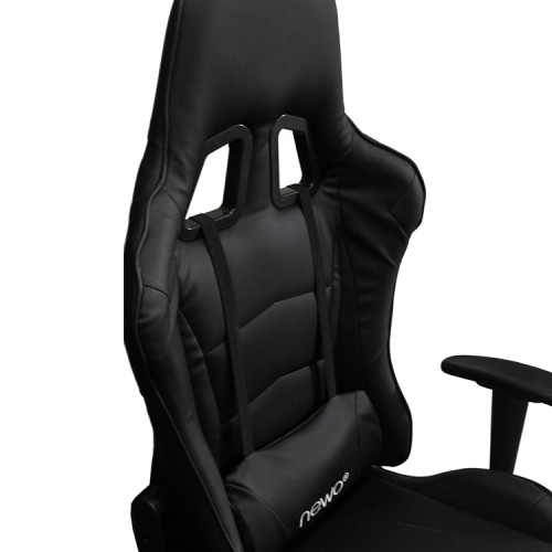 Silla Gamer Negra Ergonómica con apoya reposa pies 