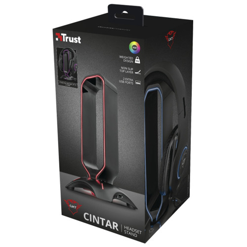 Soporte audífonos para escritorio luz RGB y Hub USB