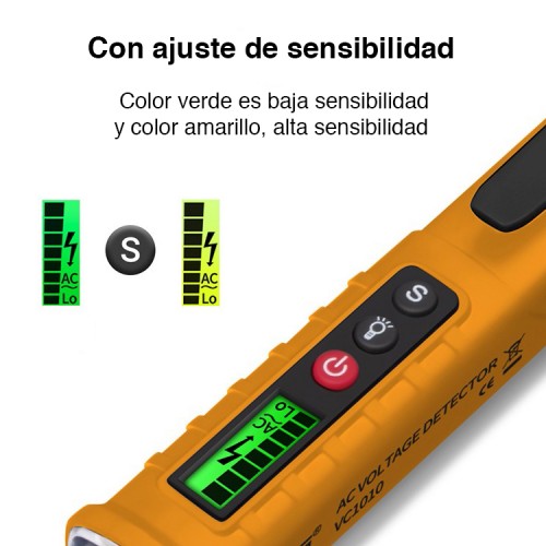 Detector voltaje corriente eléctrica sin contacto 12V a 1000V