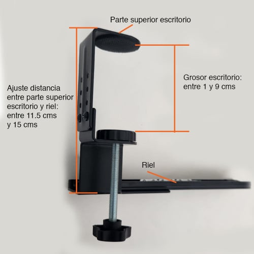 Bandeja teclado bajo escritorio con riel y prensa Bandeja teclado bajo escritorio con riel y prensa