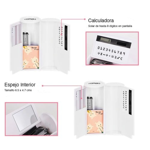 Estuche Lápices Calculadora Espejo Pizarra