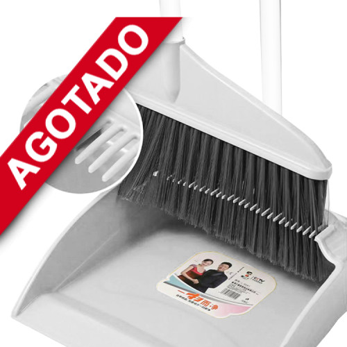 Mini Escoba con pala con limpiador pelos pelusas Gris claro