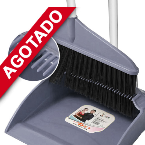 Mini Escoba con pala con limpiador pelos pelusas Gris oscuro