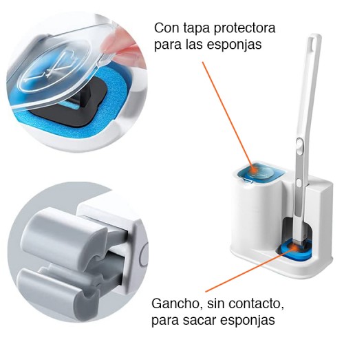 Cepillo limpiador baño WC desechable con 10 repuestos