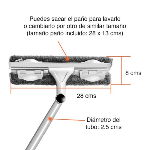 Limpia Vidrios Extensible Telescópico hasta 138 cms