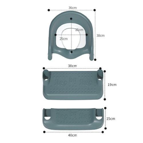 Asiento WC niños escalera altura regulable Verde