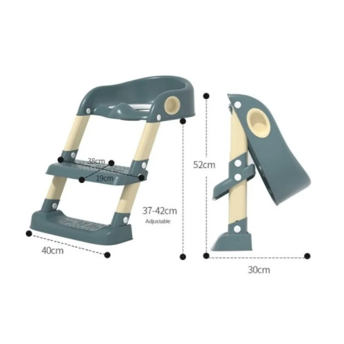 Asiento baño WC niños escalera altura regulable Verde