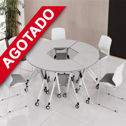 Moderna Mesa Reuniones modular circular 6 sillas plegable