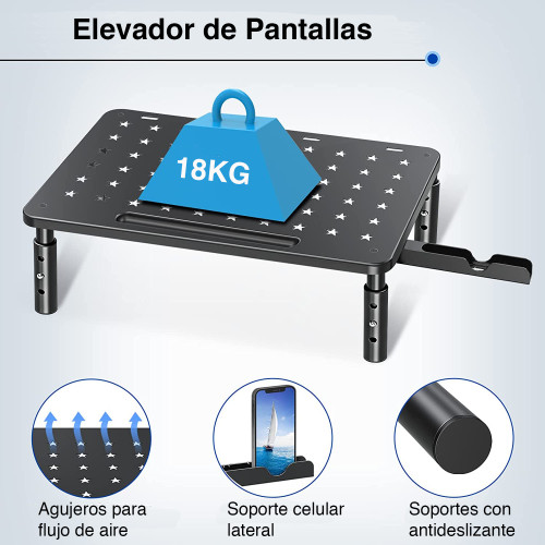 Elevador Base Alzador monitor con soporte celular