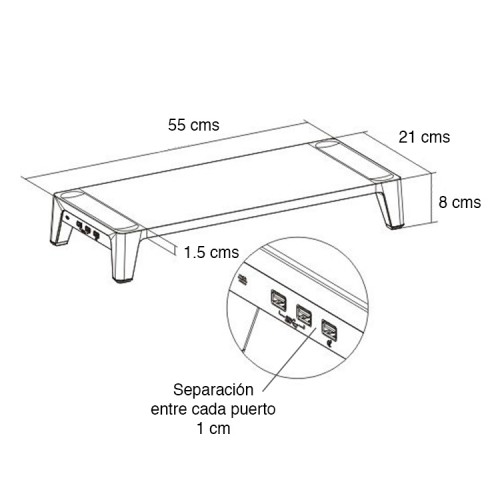 Soporte Base Monitor Escritorio con USB MVSTB145
