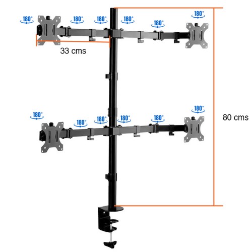 Soporte 4 Monitores pantallas escritorio 13 a 27 pulgadas