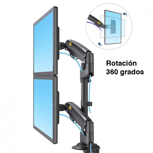 SOPORTE 2 MONITORES VERTICAL 13” A 27” 360°