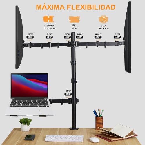 Soporte Doble 2 Monitor y Notebook brazo escritorio Soporte Doble 2 Monitor y Notebook brazo escritorio