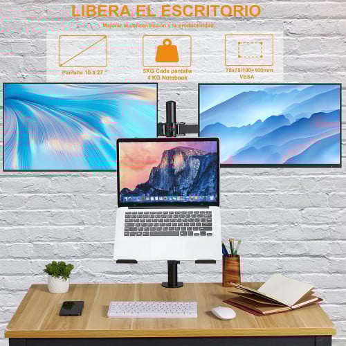 Soporte Doble 2 Monitor y Notebook brazo escritorio Soporte Doble 2 Monitor y Notebook brazo escritorio