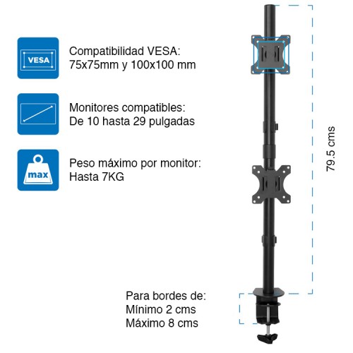 Soporte Vertical de 2 Monitores VESA - Bases para Monitores