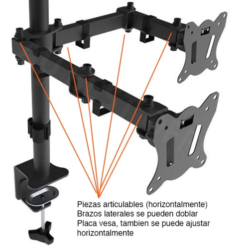 Soporte Triple Monitor escritorio 13 a 27 pulgadas