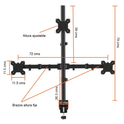 Soporte Triple Monitor escritorio 13 a 27 pulgadas