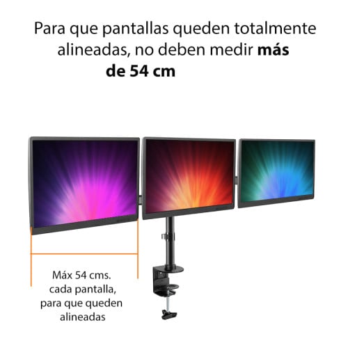 Soporte monitor triple alineacion horizontal