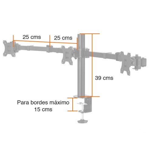 Soporte monitor triple alineacion horizontal
