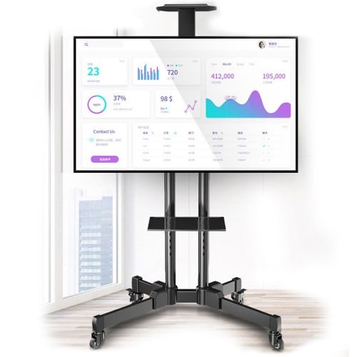 Soporte de TV de suelo sin perforaciones, base de TV móvil de altura  ajustable e inclinable, soporte de TV de piso para 37 a 60 televisores,  soporta