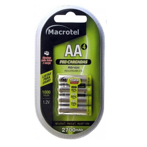 Pilas Recargables Macrotel AA y AAA 4 Unidades