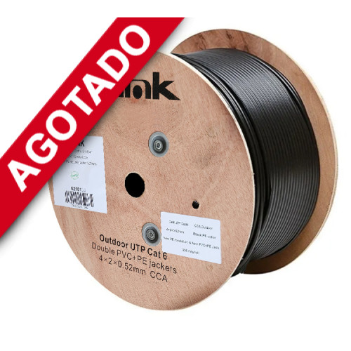Cable de red 100% cobre cat 6 exterior 100 mts