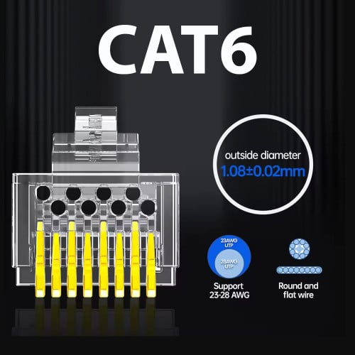 Conector RJ45 Pass Through cat 6 x 10u