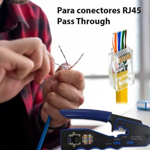 Crimpeadora pass through RJ45 con cortadora Crimpeadora pass through RJ45 con cortadora