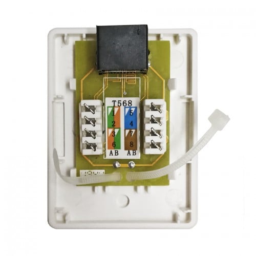 Roseta Caja RJ45 pared Cat 6 simple blanca