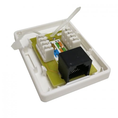 Roseta Caja RJ45 pared Cat 6 simple blanca