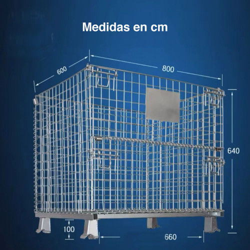 Jaula apilable metálica base ruedas x 3 unidades