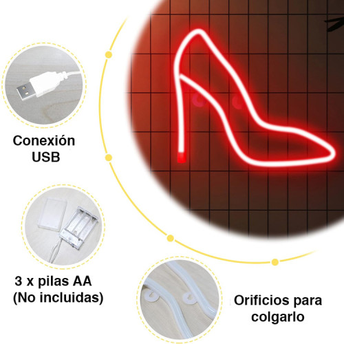 Letrero Led Neon Par Taco Tacon Zapato Rojo Letrero Led Neon Par Taco Tacon Zapato Rojo