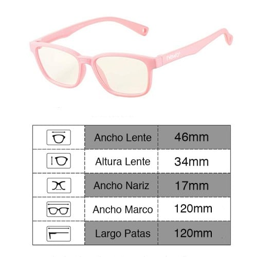 Lentes descanso Niños anti Luz azul Pantallas Rosado