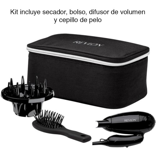 Secador de pelo de viaje plegable con cepillo y bolso