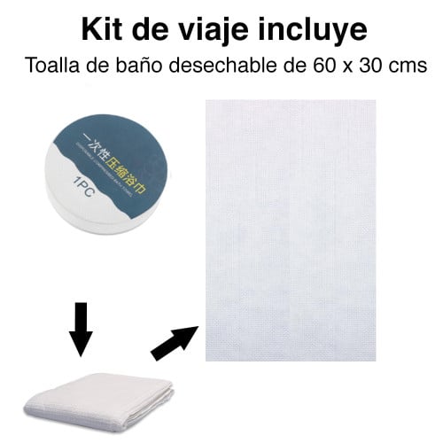 Kit de viaje botellas perfume toalla cepillo espejo y más