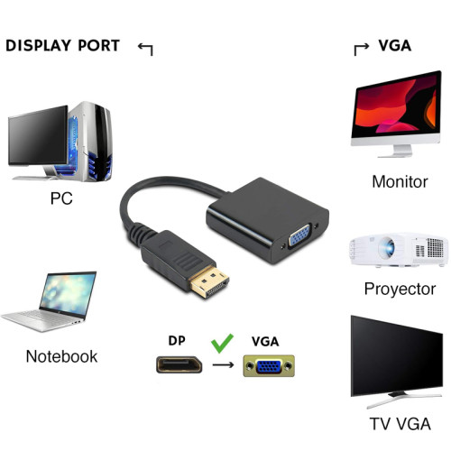 Adaptador DisplayPort macho a VGA hembra
