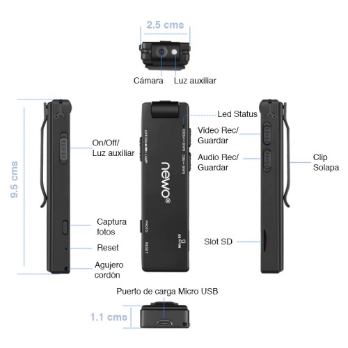 Camara Espia Oculta Tipo Boton 5mp Mini Soporta Micro Sd