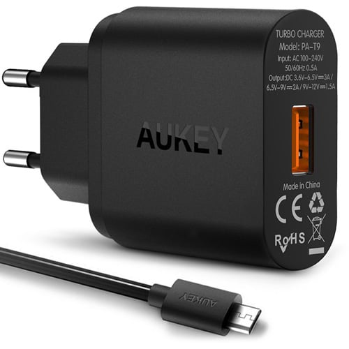 Cargador Aukey USB carga rápida 3A Quick Charge 3.0 Cargador Aukey USB carga rápida 3A Quick Charge 3.0