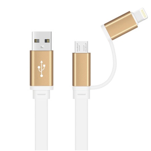 Cable Usb A Lightning Y Micro Usb 2 En 1 Para Iphone Y Samsung