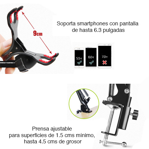 Atril soporte micrófono y celular antipop NB-36