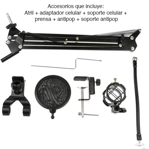 Atril soporte micrófono y celular antipop NB-36